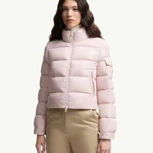 Moncler Pink Short Stand Collar Down Jacket, Size S